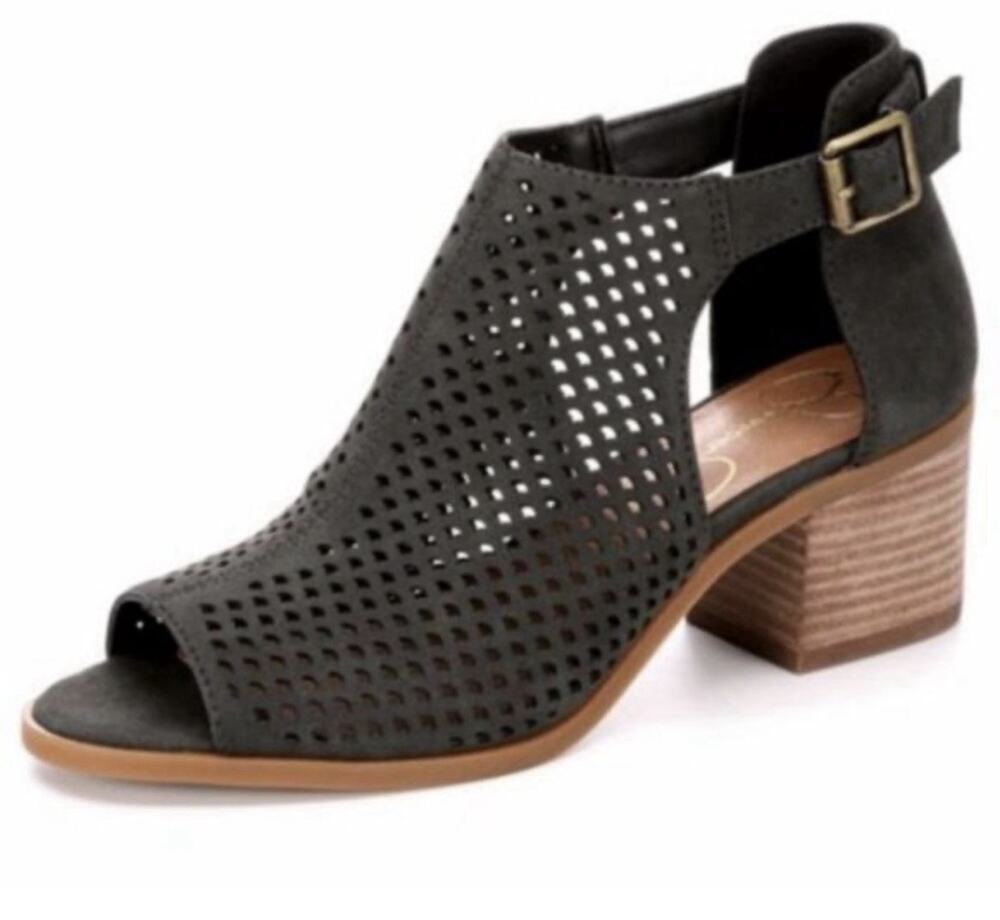 Jessica Simpson Barri Black Booties Cut Out Open Toe Heeled Sandals New Size 11